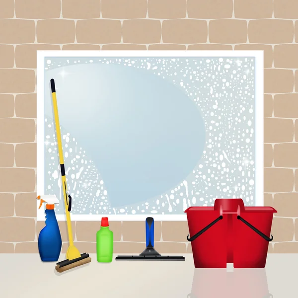 Illustratie van venster schoner — Stockfoto
