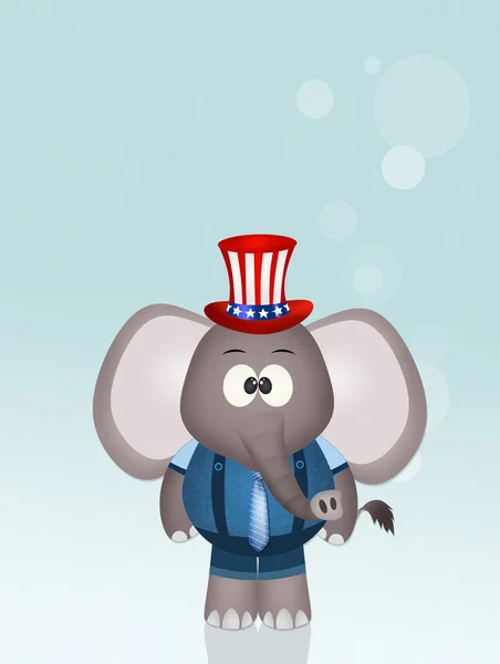 Elefante com chapéu americano — Fotografia de Stock