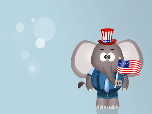 Elefante con bandera americana para el 4 de julio —  Fotos de Stock