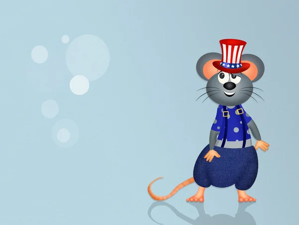 Ratones con sombrero de América para 4 julio — Foto de Stock