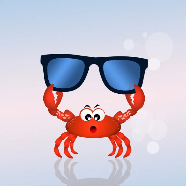 Crab with sunglasses — Stock Photo, Image