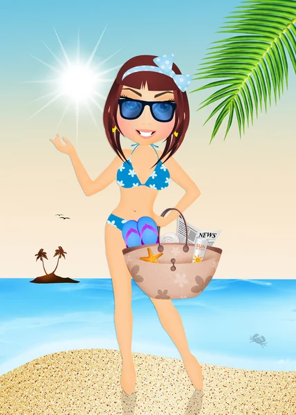 Chica en el mar de vacaciones — Foto de Stock
