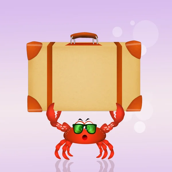 Krabbe mit Koffer — Stockfoto