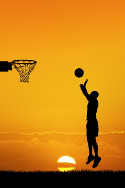 gün batımında basketbol