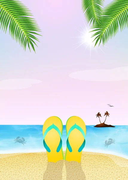 Flip flops on the beach — Stock Photo, Image