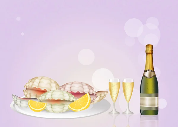 Ostrygi i szampana — Zdjęcie stockowe