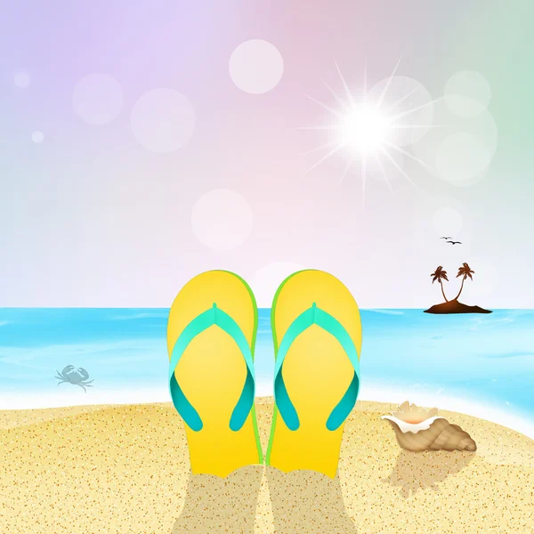 Chanclas en la playa — Foto de Stock