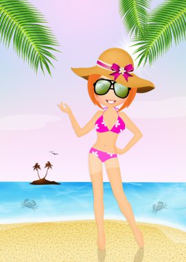 Sahilde bikinili bir kız