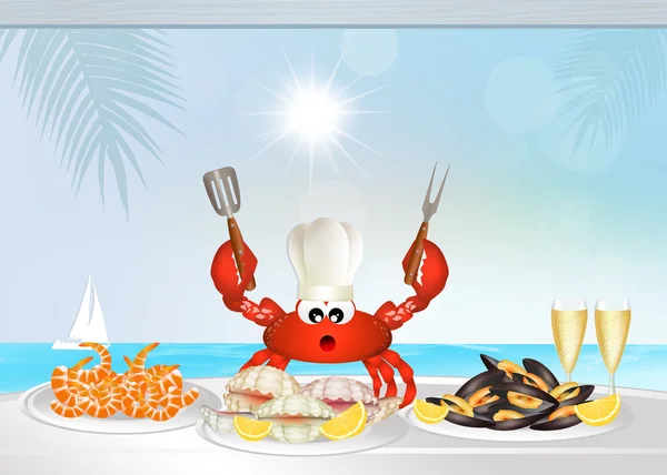 Illustration of seafood restaurant — Stock Photo, Image
