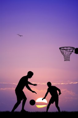 gün batımında basketbol