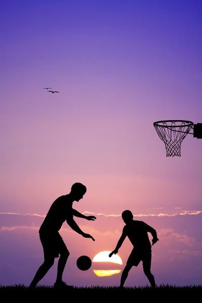 Baloncesto al atardecer — Foto de Stock