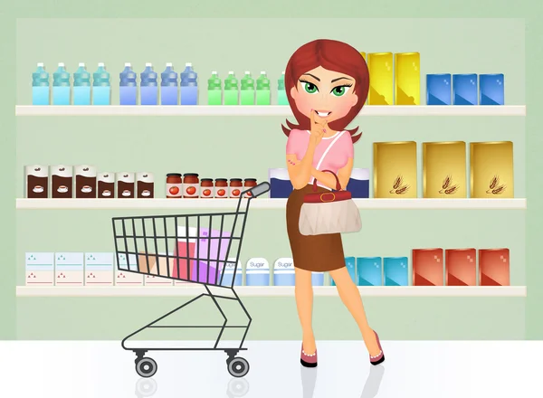 Dame beim Einkaufen in einem Lebensmittelgeschäft — Stockfoto