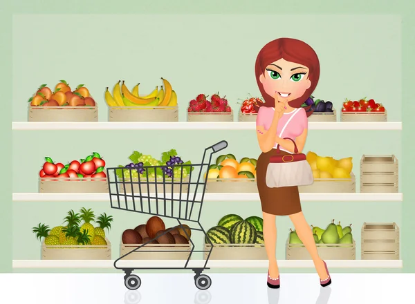 Mujer compra fruta fresca —  Fotos de Stock