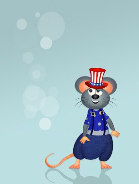 4 Temmuz için Amerika şapkalı fare