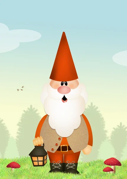 Gnome in the forest — Stock Photo, Image