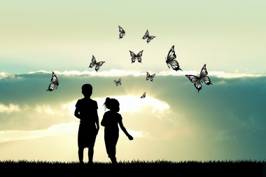 çocuk ve kelebekler