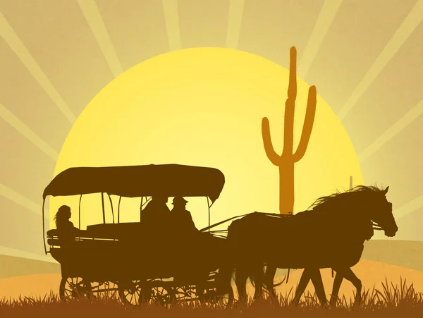 Caravana del Salvaje Oeste en el desierto —  Fotos de Stock