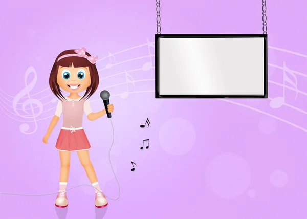 Kız şarkıcı karaoke — Stok fotoğraf