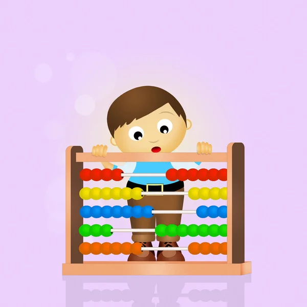 Niño con ábaco — Foto de Stock
