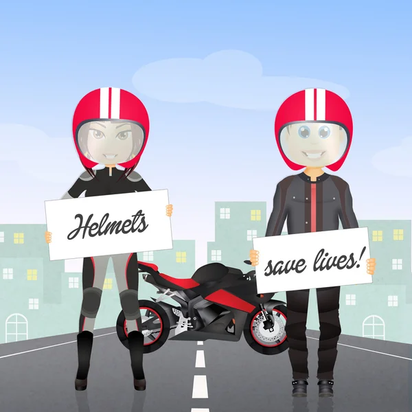 woman and man with helmet for motorcycle
