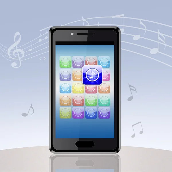 Smartphone s hudební aplikace — Stock fotografie