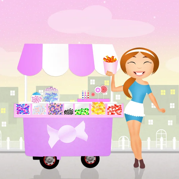 illustration of candy cart