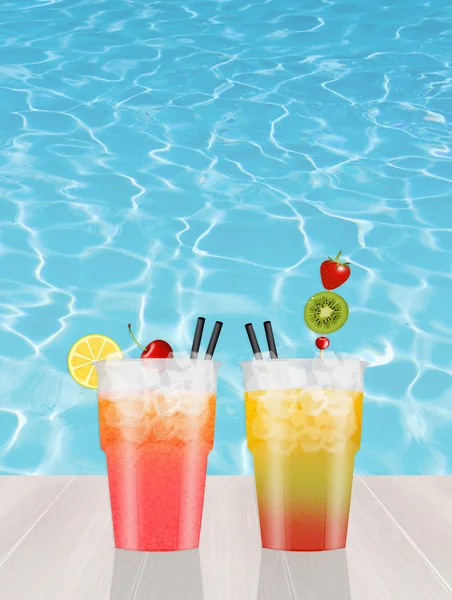 Cocktail with fresh fruit in summer — Stock Photo, Image