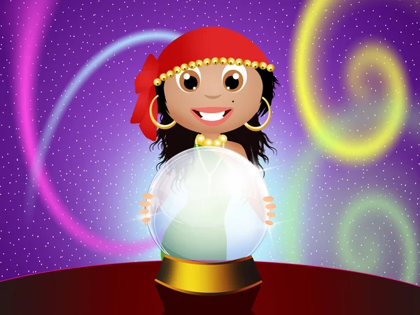 Gypsy with crystal ball — Stock Photo, Image