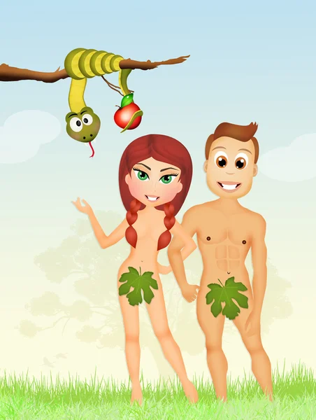 Adam und eve im eden — Stockfoto