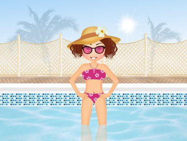 Yüzme havuzundaki kız