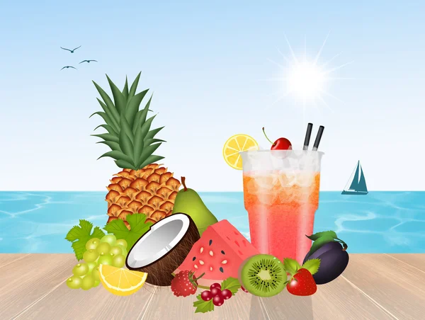 Cocktail with fresh fruit — Stock Photo, Image