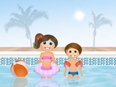 Yüzme havuzundaki çocuklar