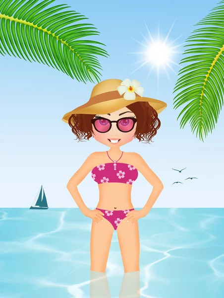 여름 휴가 바다에서 여자 — 스톡 사진