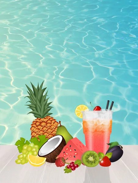 Cocktail with fresh fruit — Stock Photo, Image