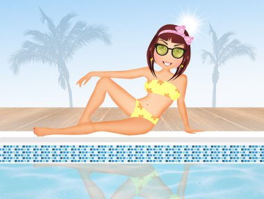 Yüzme havuzundaki kız.