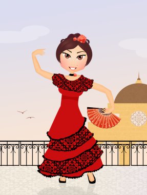 Flamenko dans İspanyol kız