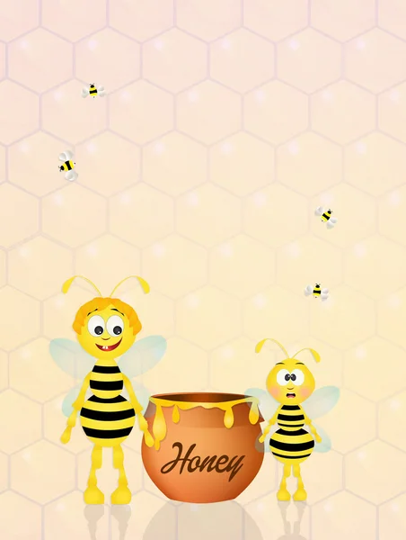 Abejas divertidas con miel — Foto de Stock