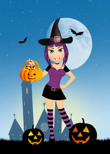 Funny Halloween czarownica — Zdjęcie stockowe