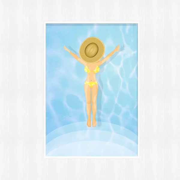 Dívka relaxaci v bazénu — Stock fotografie