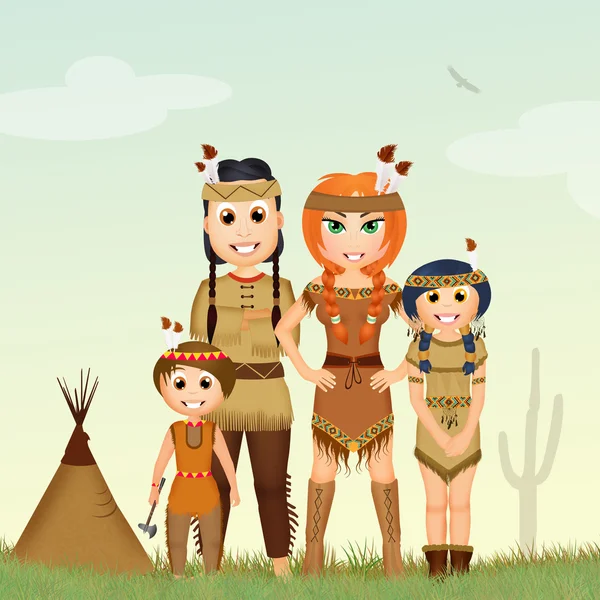 Familj av indianer — Stockfoto