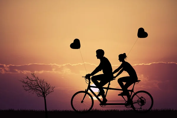 Tandem-Liebe bei Sonnenuntergang — Stockfoto