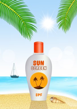 Güneş ekran losyon sahilde