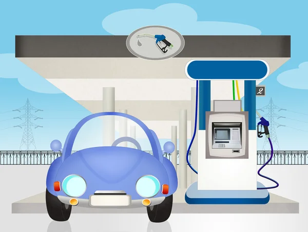 Ilustrace benzínovou pumpou — Stock fotografie
