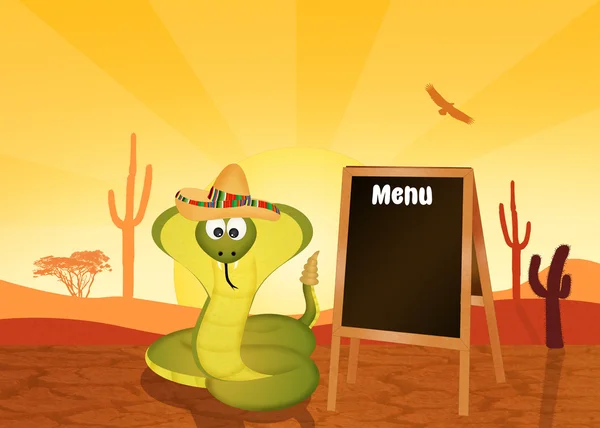 Cobra med mexikansk meny — Stockfoto