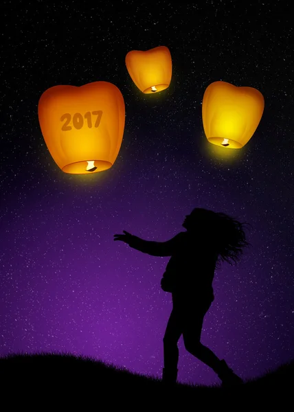 Sky lanterns for the new year — Stock Photo, Image