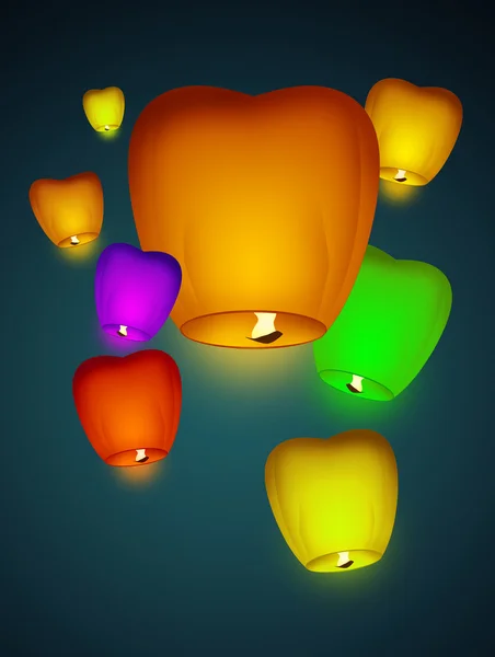 Lanternes volantes colorées — Photo