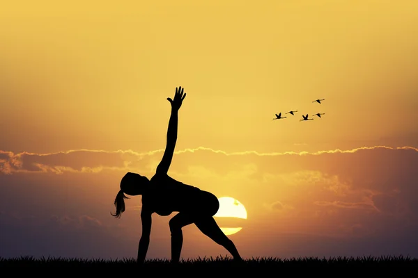 Body balance at sunset — Stock Photo, Image