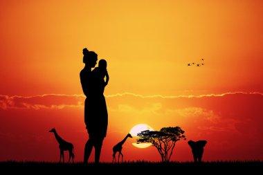 gün batımında Afrikalı kadın