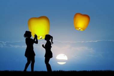 Fener uçan ile çocuk