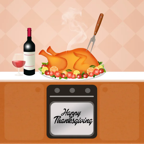 Stekt kalkon på Thanksgiving — Stockfoto